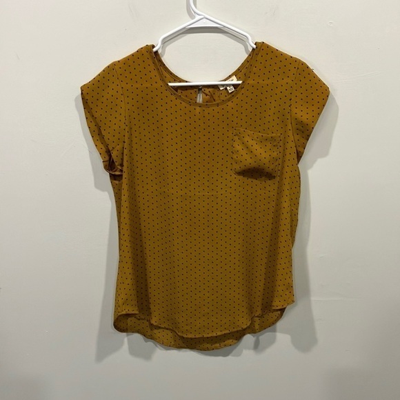 Lily White Dress Top Mustard Yellow Black Dots - Picture 1 of 5